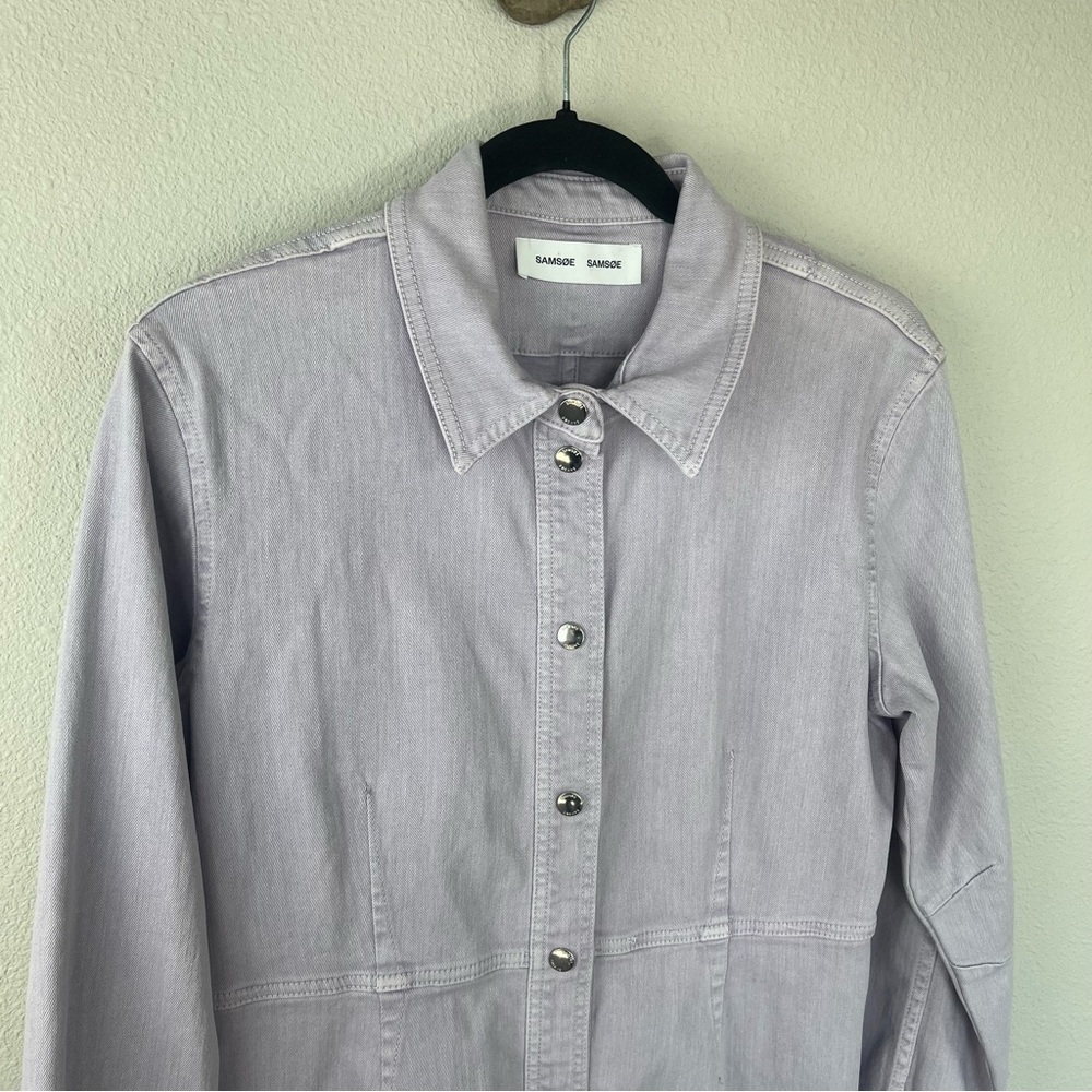 NWOT SAMSOE SAMSOE Bertha Denim Shirt Dress Lilac Purple Casual Women’s Large - Picture 4 of 14